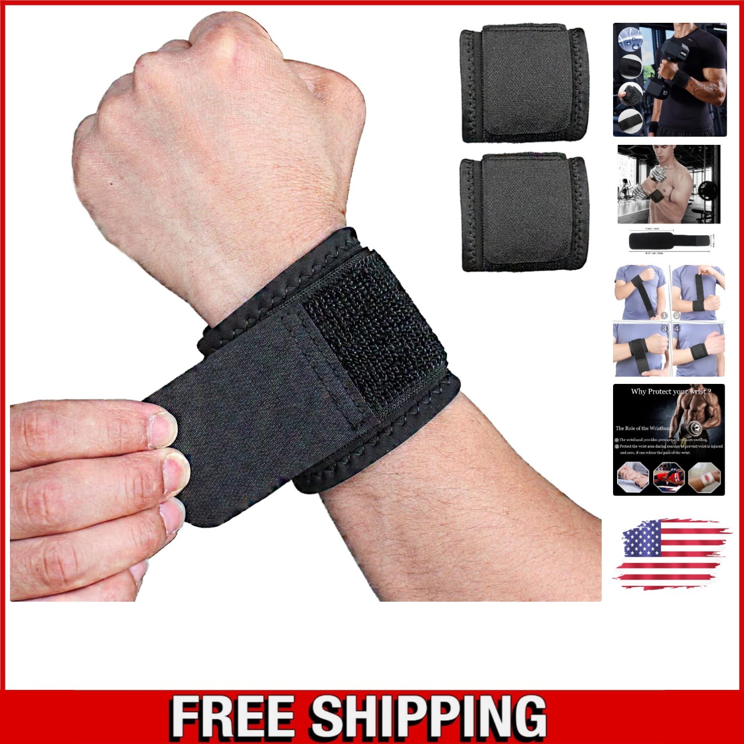 2-Pack Adjustable Wrist Brace for Pain Relief in Fitness and Sports Activities