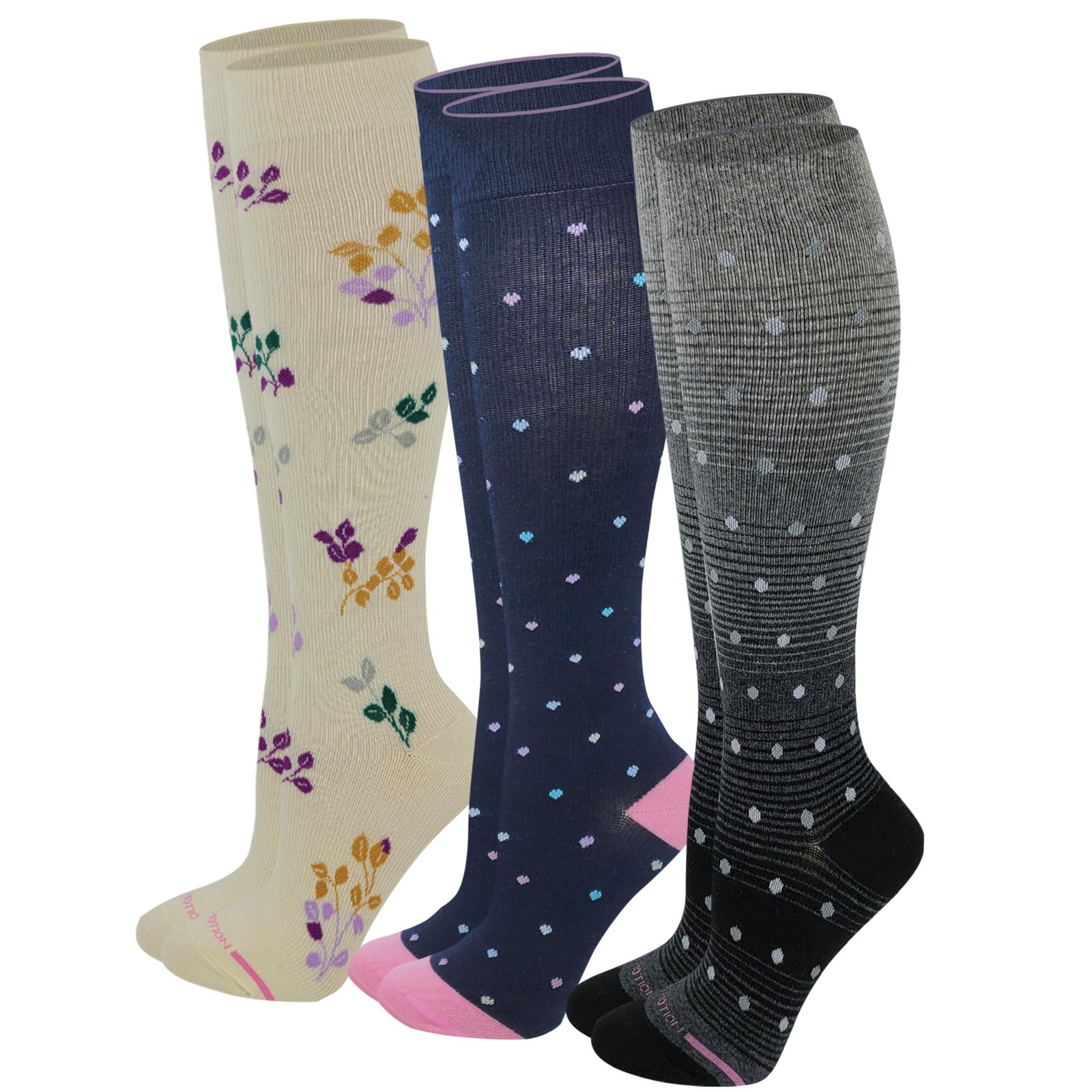 Women’s Compression Knee High Socks 15-20 mmHg 3 Pairs PT#C 9-11