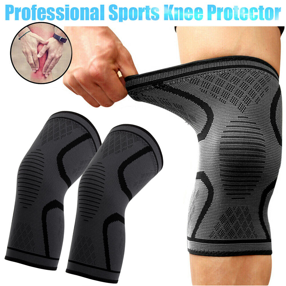 2PCS Knee Sleeve Compression Brace Support Sport Gym Joint Pain Arthritis Relief