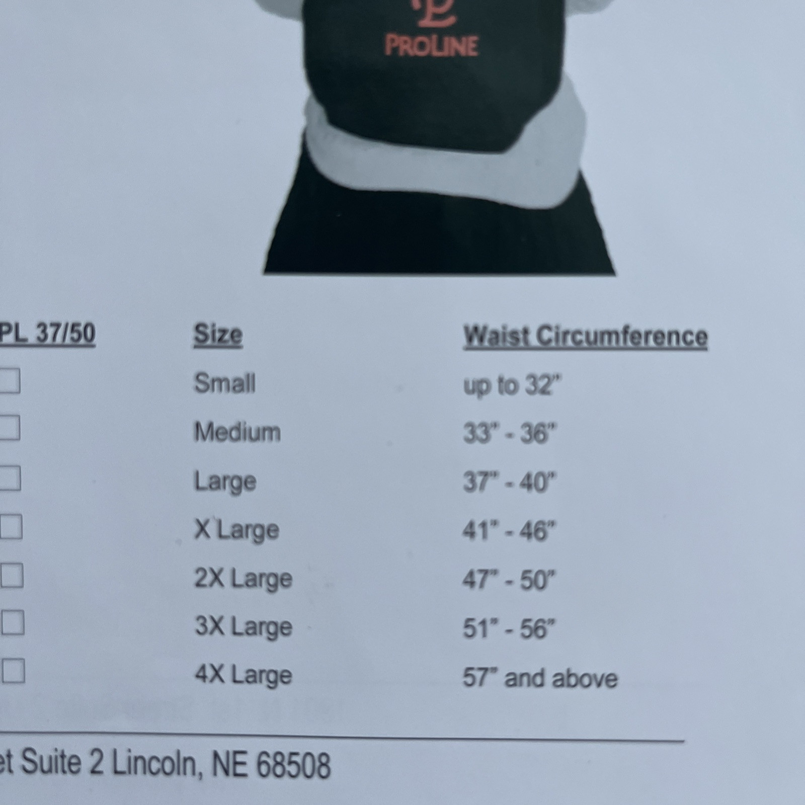 ProLine Innovations Prime Series Back Support Brace XL Waist Universal Size