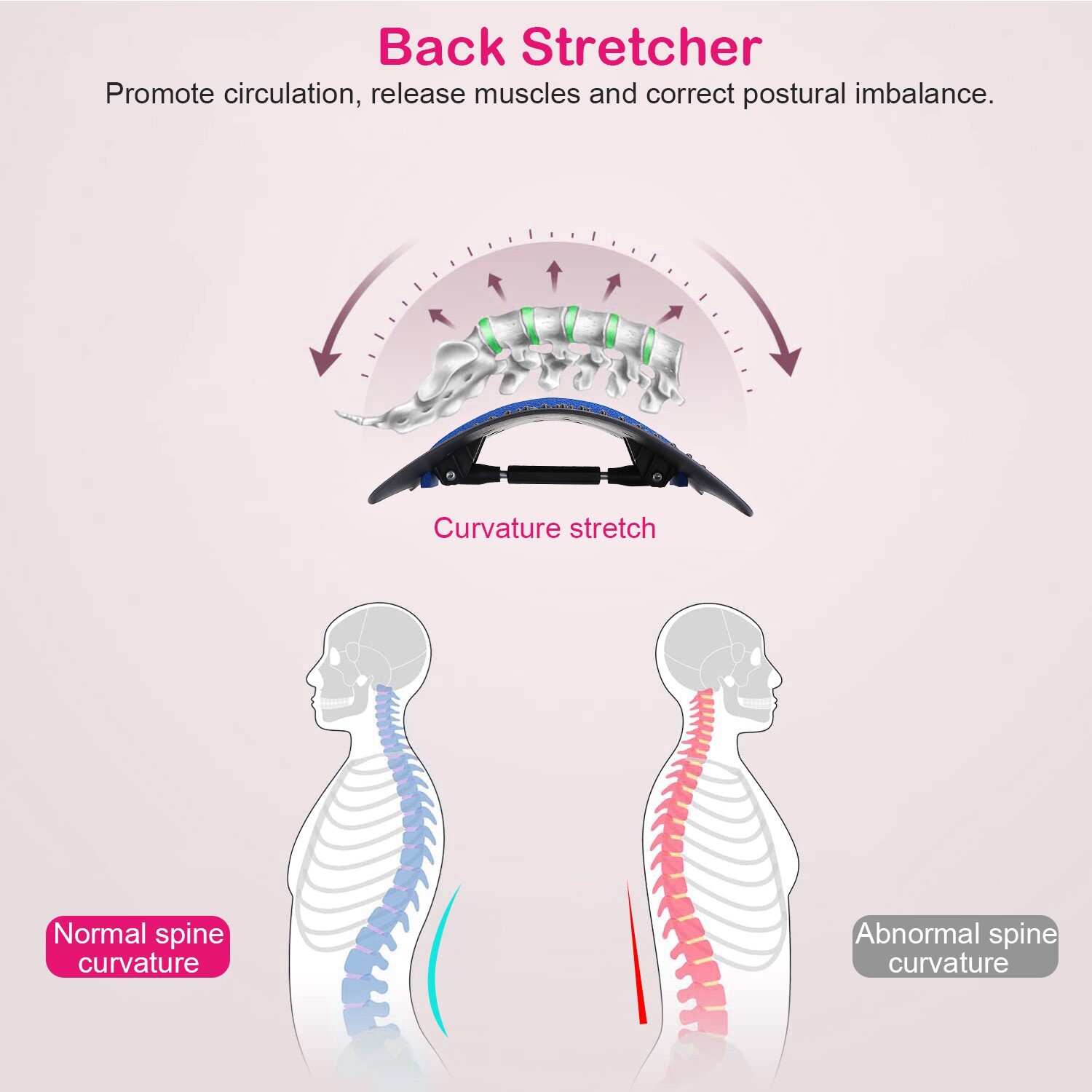 Back Stretcher Back Cracker Lower Lumbar Pain Relief Back Adjustable Height