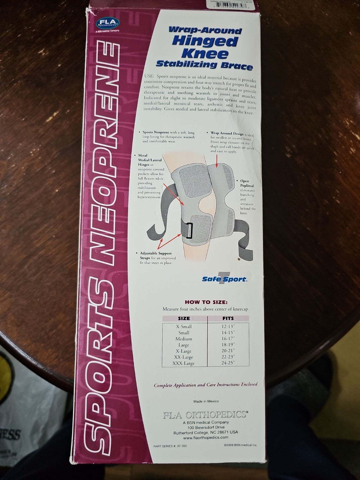 FLA Safe Sport Hinged Knee Brace Size Medium