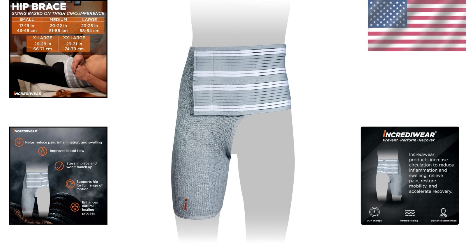 Large Grey Hip Brace for Right Leg – Pain Relief, Swelling, Arthritis, Sciatica