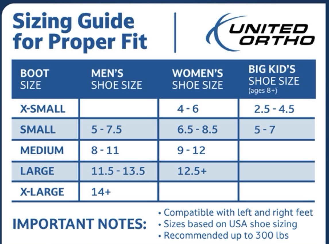 United Ortho USA14013 Short Cam Walker Fracture Boot, Small, Black