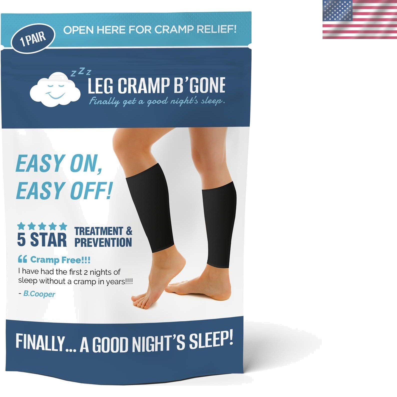 Easy-On Sleeper Sleeves: Prevent Night Leg Cramps – Maximum 14.5” Calf Size