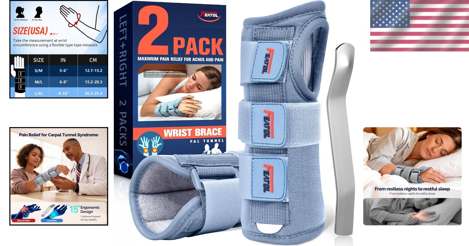 Adjustable Wrist Brace for Carpal Tunnel Pain Relief