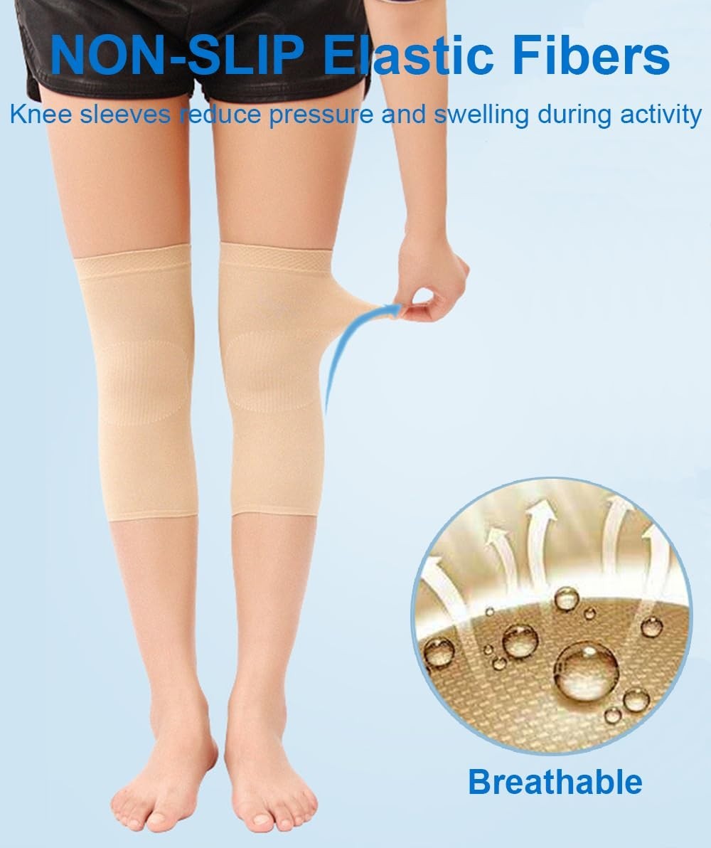 1 Pair Knee Compression Sleeves for Women & Men, Lightweight Thin Knee Sleeves f