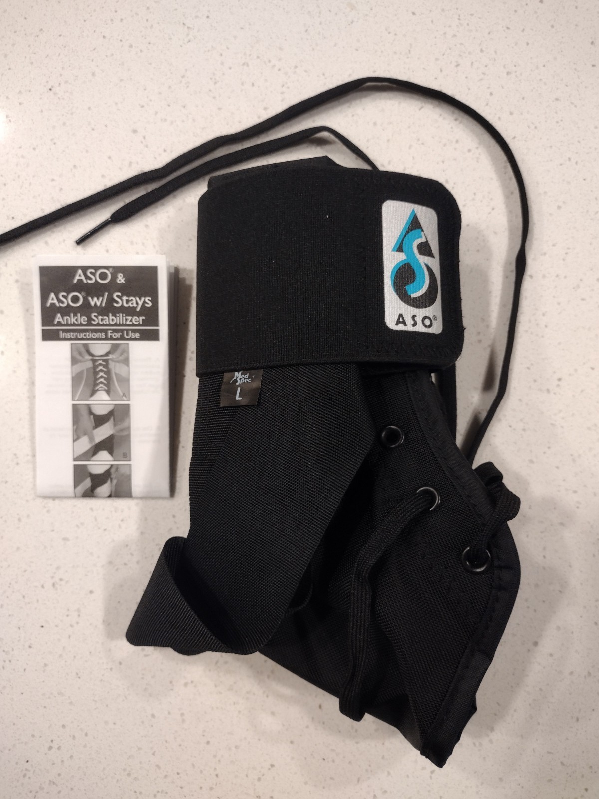 ASO w/ Stays Ankle Stabilizer Brace Lace-Up Ankle Support Black Size L