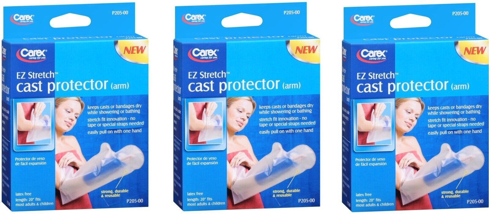 Carex E-Z Stretch Cast Protector, Arm 1ct (3 Pack)