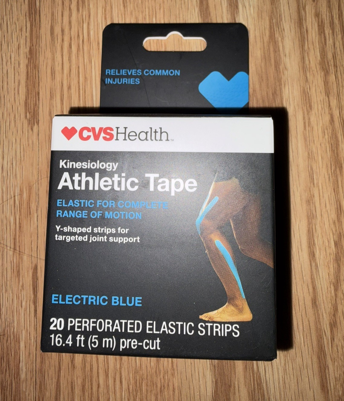 CVS Health Kinesiology Athletic Tape 20 Pre-Cut Strips Blue, NIB
