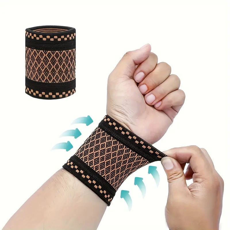 Copper Wrist Compression Brace (4Pcs), Elastic Wrist Support Sleeve Wrist Braces