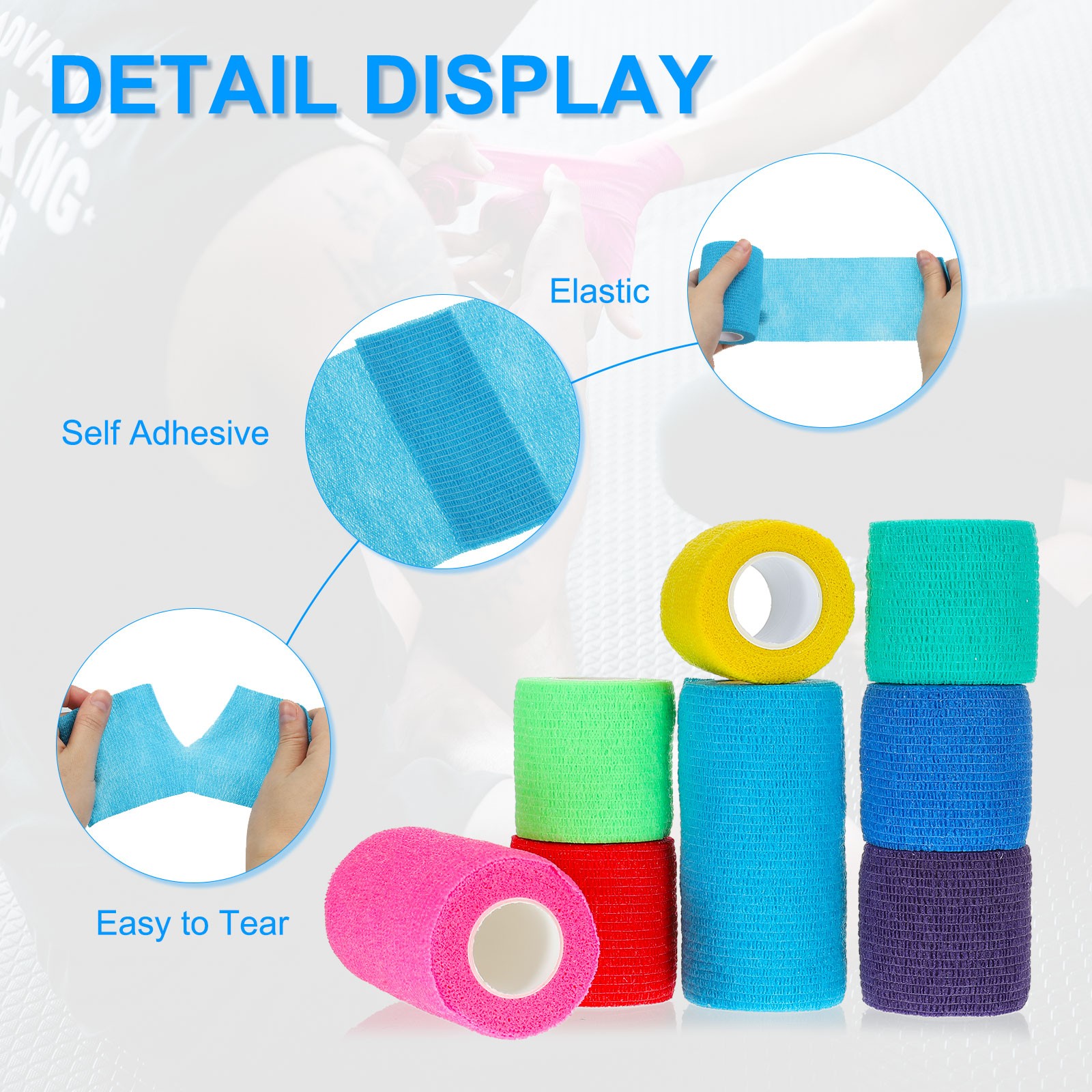 4″ x 177″ 6 Pcs Self Adhesive Bandage Wrap Elastic Self Tape Light Skin Color