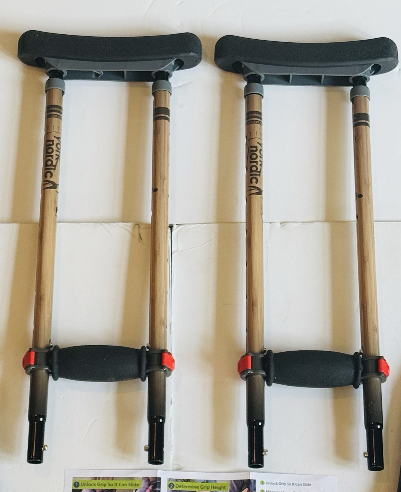 NEW OPEN BOX York Nordic Spring Cushion Crutches Adjustable Travel 330 lb Pair