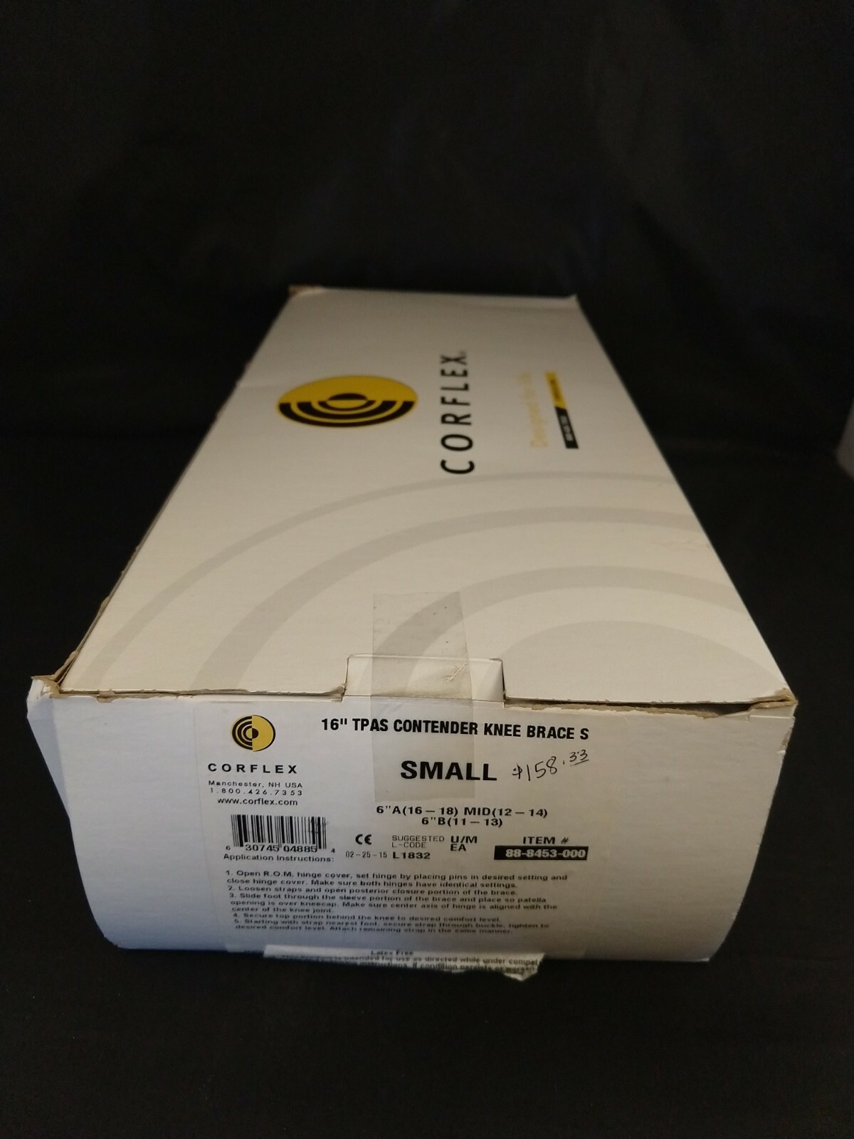 Corflex Contender 16″ Knee Brace W/ R.OM. Hinge Size Small 88-8453-000