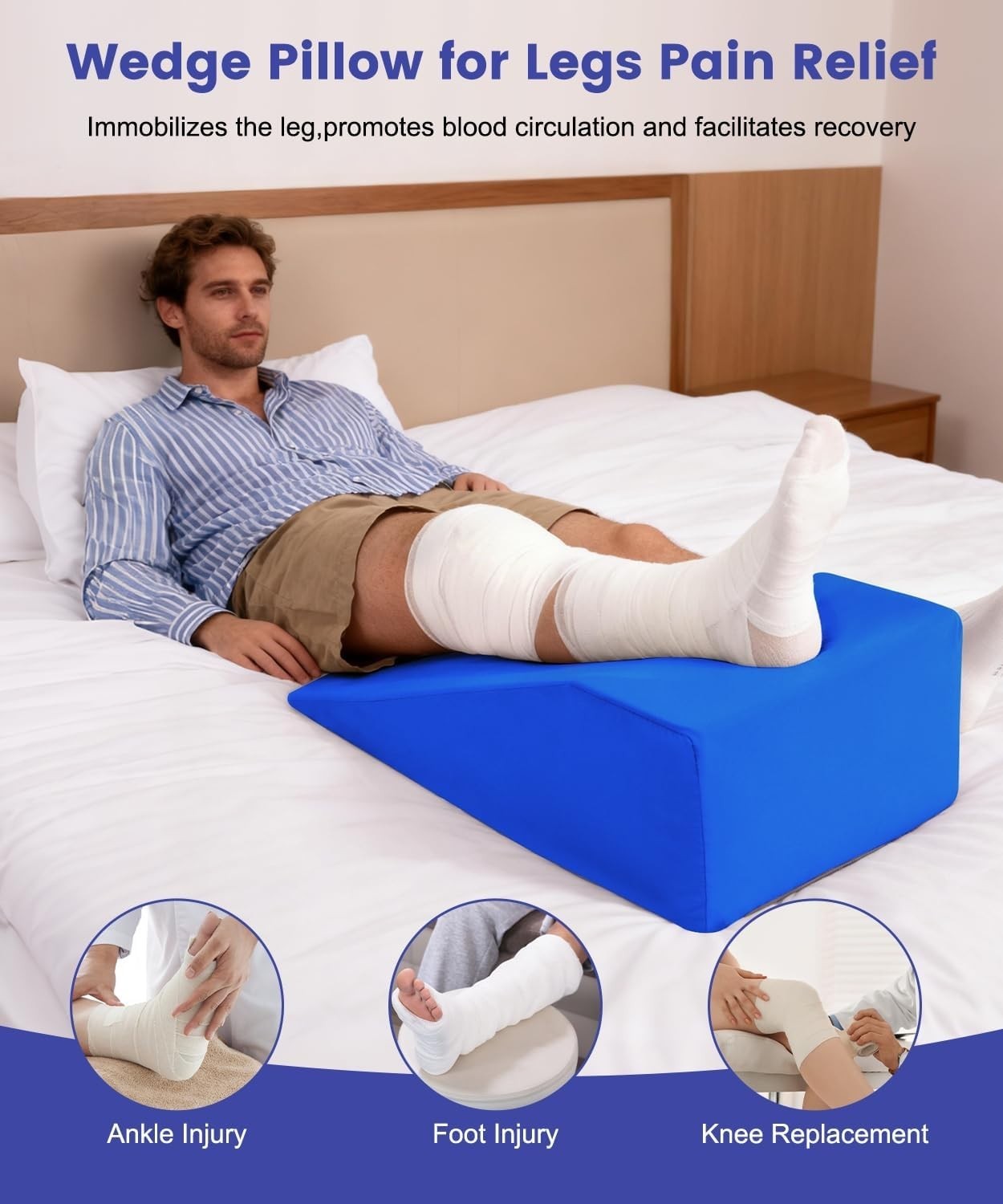 High-Density Foam Knee Surgery Pillow – Breathable, Removable Cover for Recovery