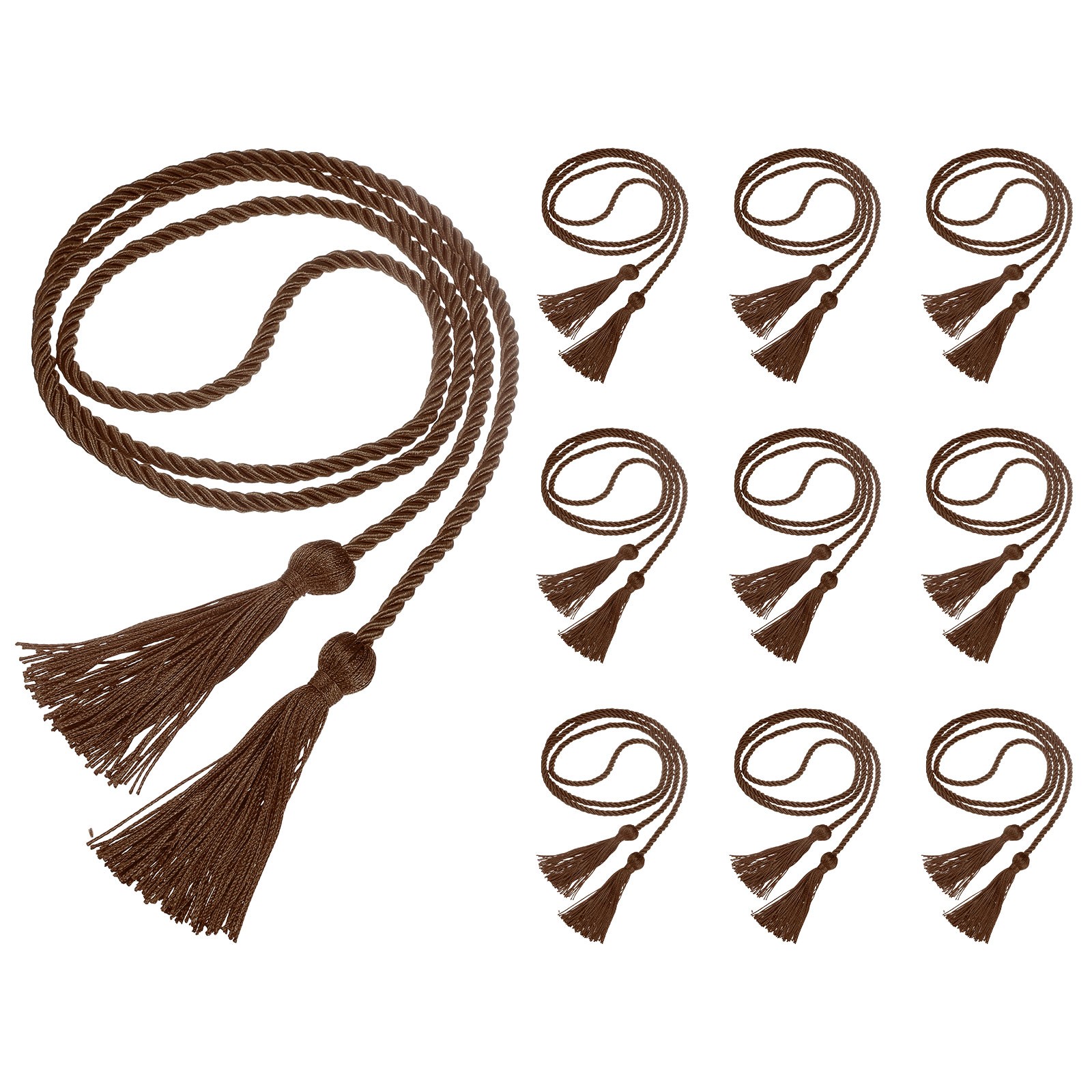 10 Pieces for 67 Inch Honorary Graduation Cords Polyester Brown Cords