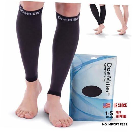 Calf Compression Sleeve for Petite Women & Men, 15-20 mmHg, XX-Large Black