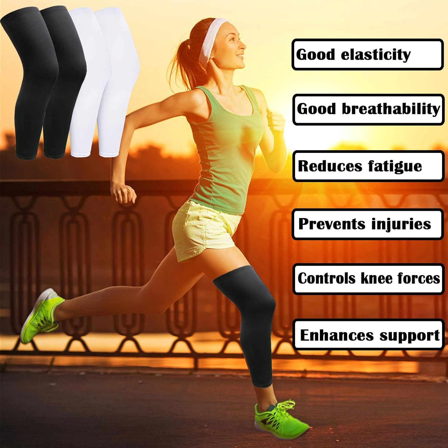 2 Pairs Leg Sleeves,Full Leg Compression Sleeve for Men Women | Long Knee Sleeve