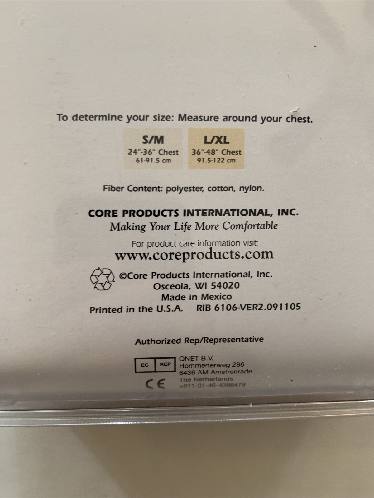 Core Products International Male Rib Belt Size Large/Extra Large New
