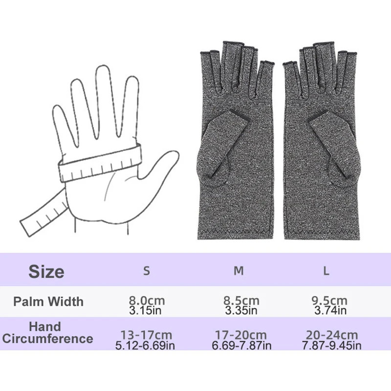 Compression Fingerless Gloves Arthritis Hand Wrist Support Pain Relief Brace L