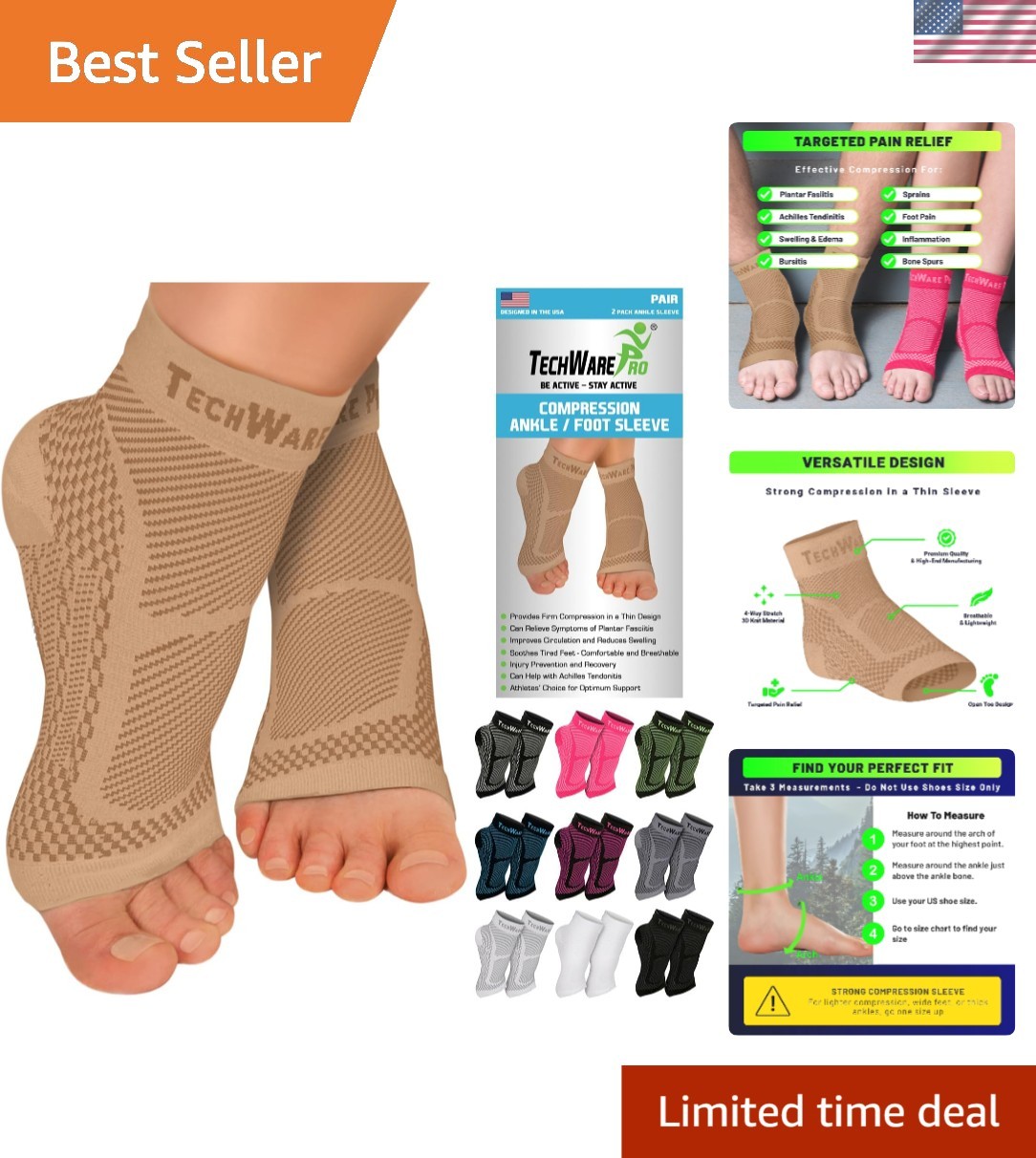 Versatile Ankle Support Sleeve for Athletic Recovery – Unisex, Relieves Swelling