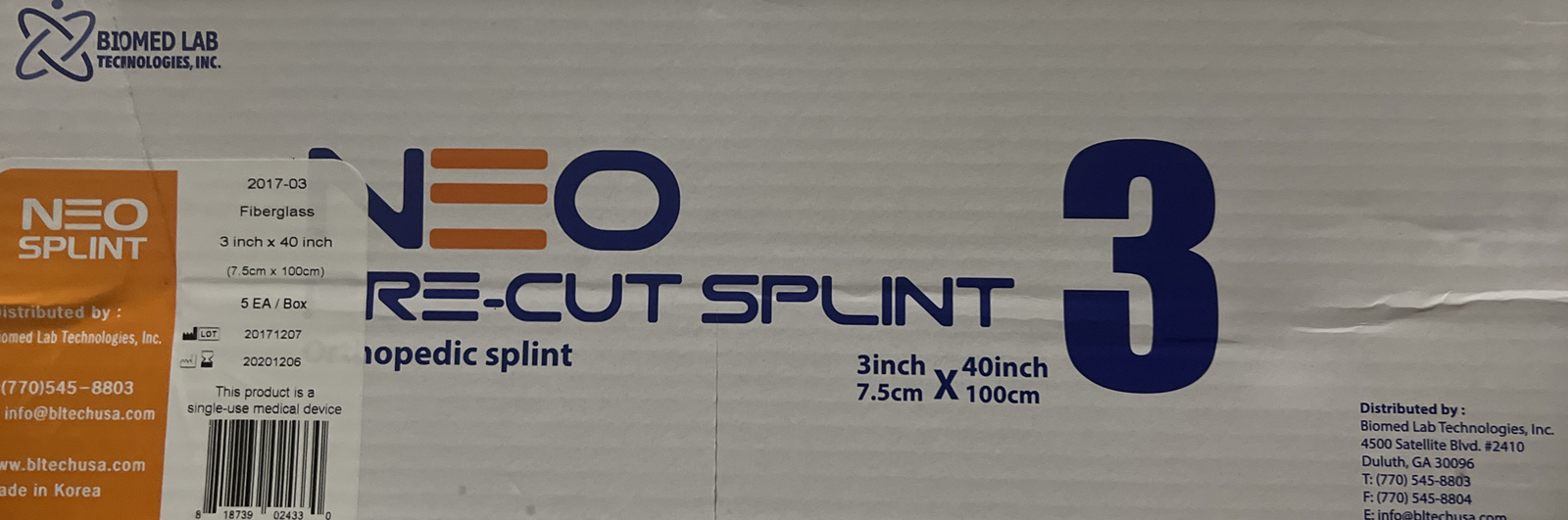 NEO Splint NPS-3040-F 3 × 40 in. Fiberglass Rapid Ready Splint Pre-Cut