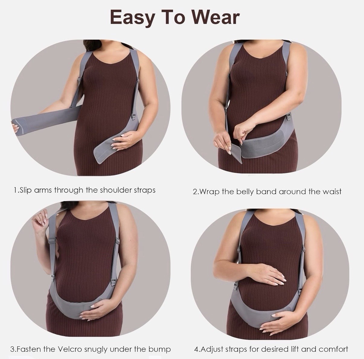 NEW! Belly Bands for Pregnant, Support Brace Straps, Maternity Belt (Gray,M)