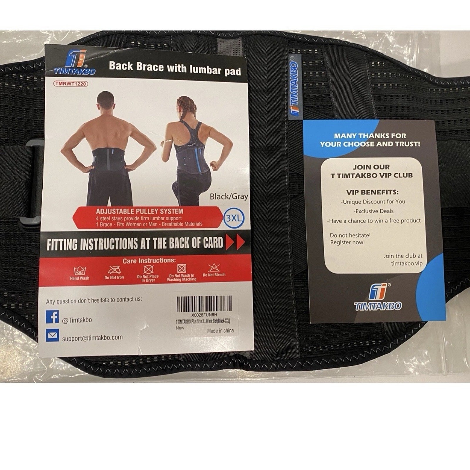 New Timtakbo Lower Back Brace Support Waist Belt Men Women Pain Relief