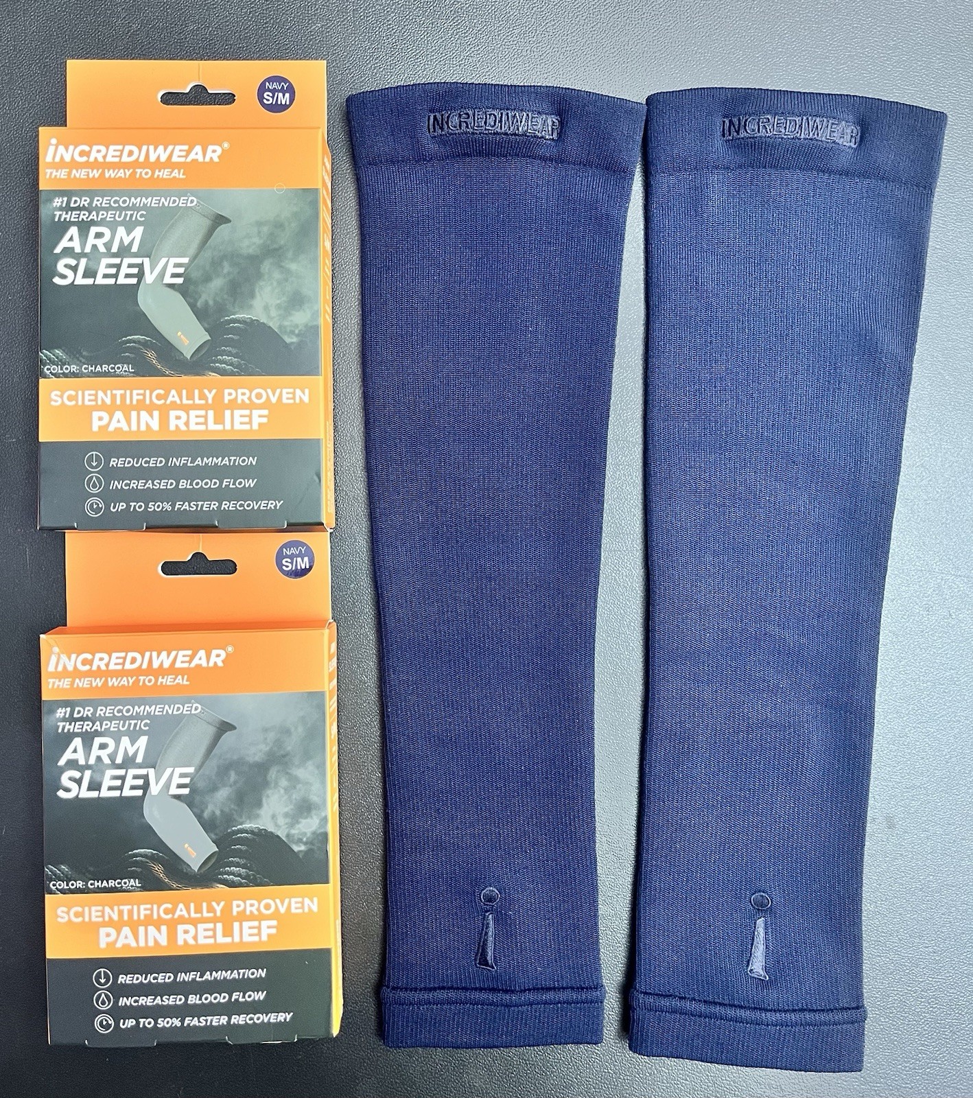 Incrediwear Arm Sleeve Pair Navy S/M Compression Sleeve – Used