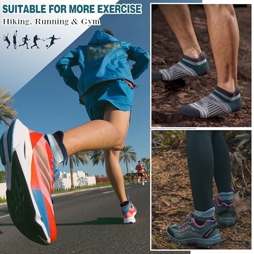 6 Pairs Merino Wool Ankle Hiking Running Socks Compression Large Color Mix