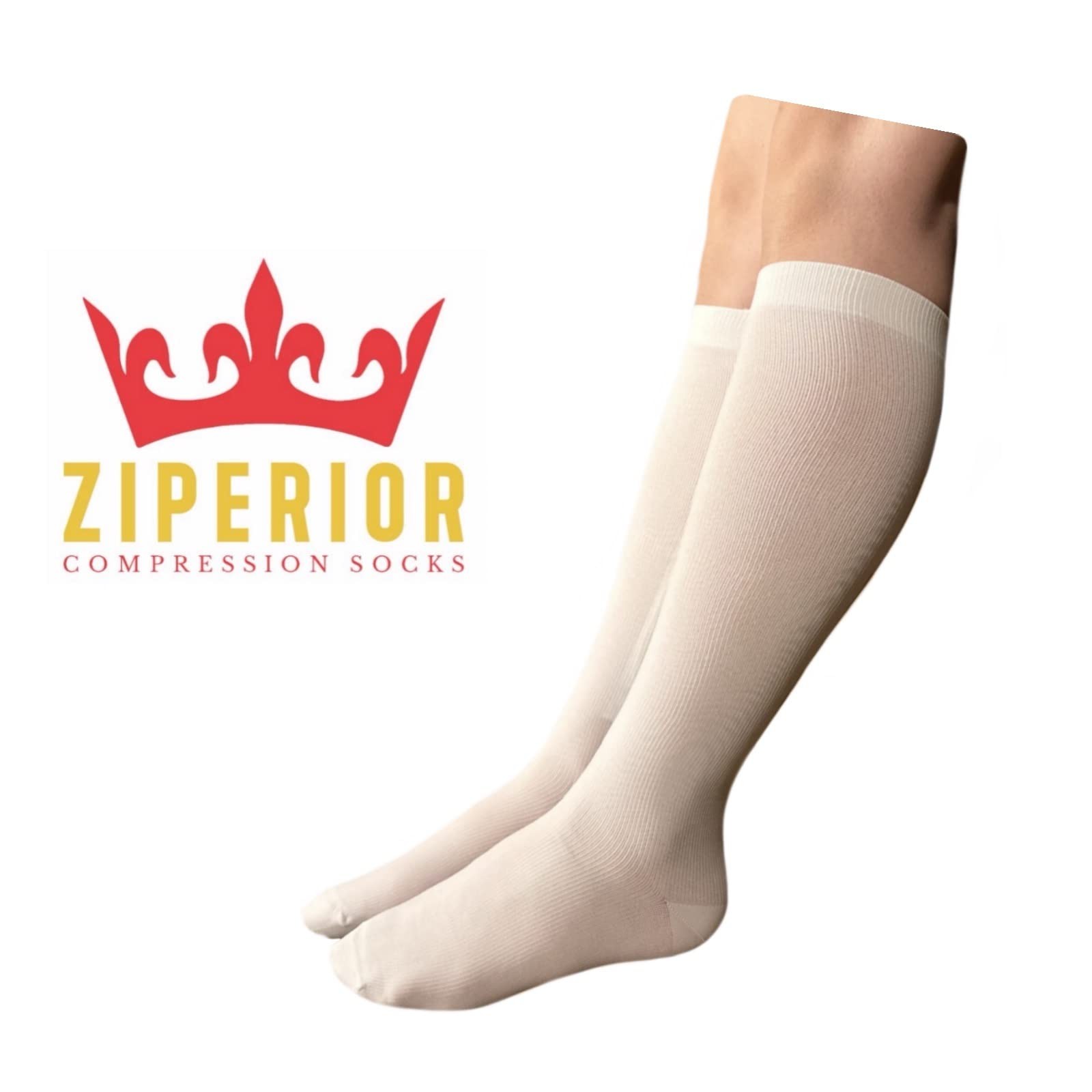 Closed Toe 15-20 mmHg Compression White Navy Gray Inside Zipper Socks