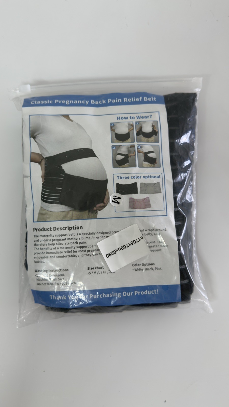 Pregnancy Maternity Belly Support Belt Abdominal Back Brace Band (Black M)