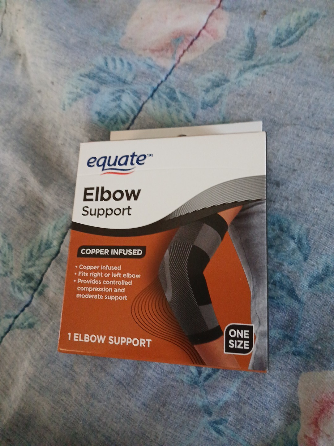 Equate Elbow Support Copper Infused Right Left Controlled Compression One Size