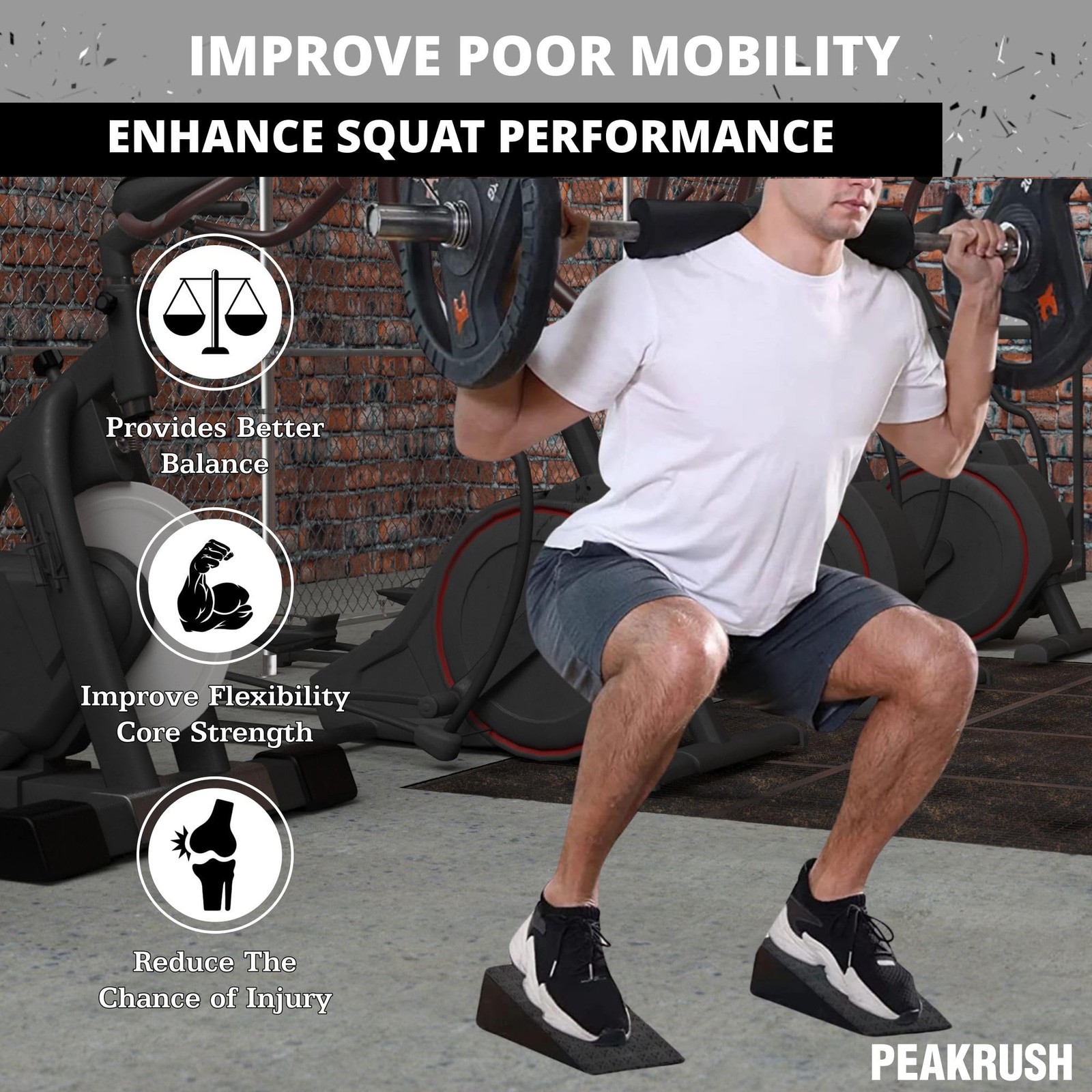 2 Pcs Versatile Squat Wedge Block for Heel Elevated Squat, Small, Black