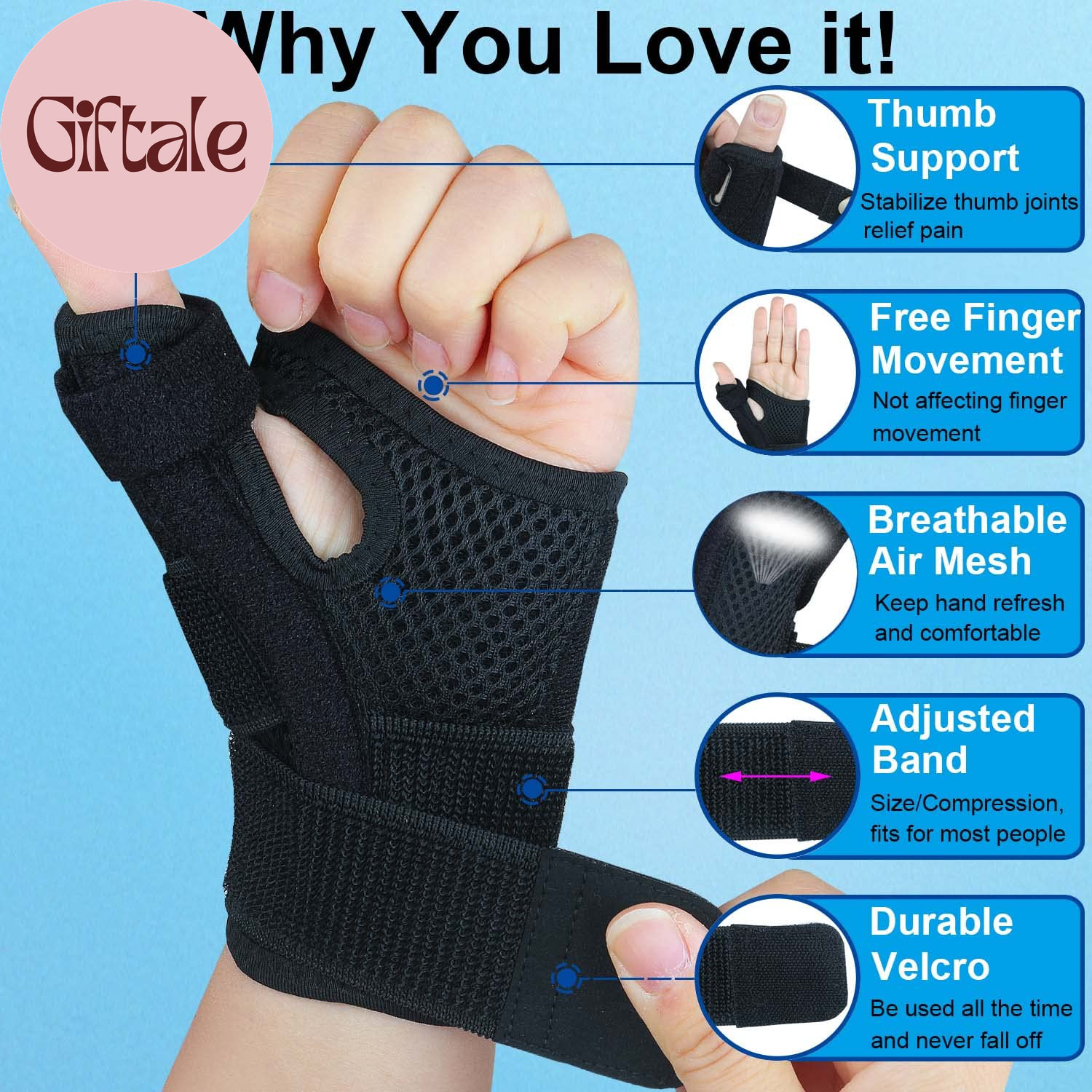 Trigger Thumb Splint for Left Right Hand,Thumb Spica Support Brace Wrist Stabili