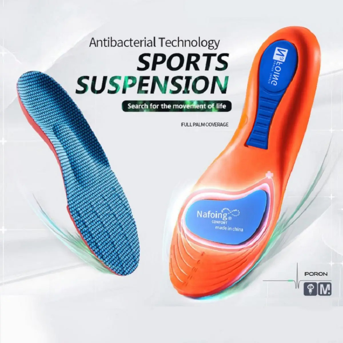 1Pair Sport Insoles for Shoes Orthopedic Shock Absorption Deodorant Breathable C
