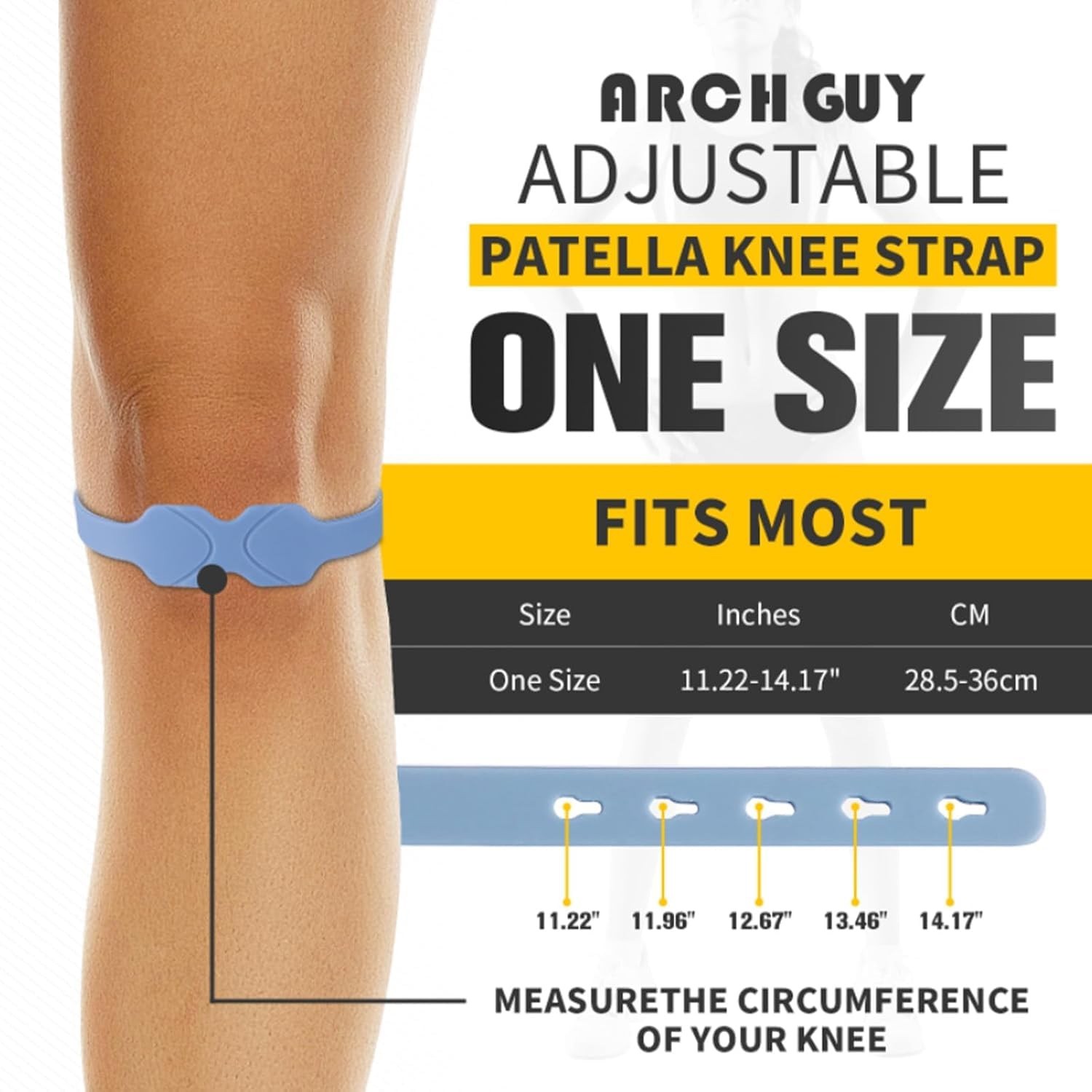Knee Patellar Tendon Support Strap Adjustable Knee Brace Men & Women 2 Pk BLUE
