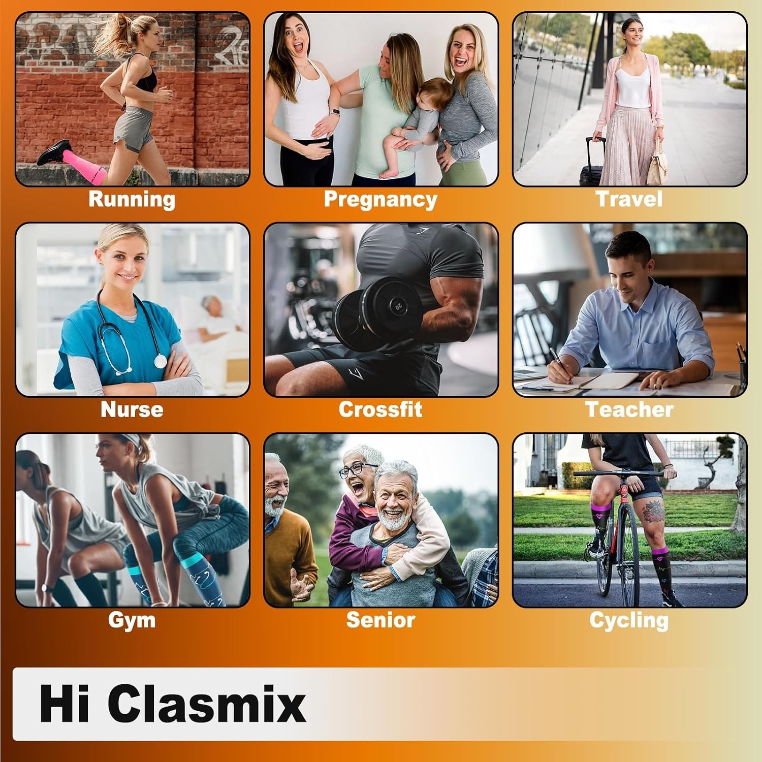 No-Slip Design Compression Socks for Prolonged Comfort | Black Copper 20-30 mmHg