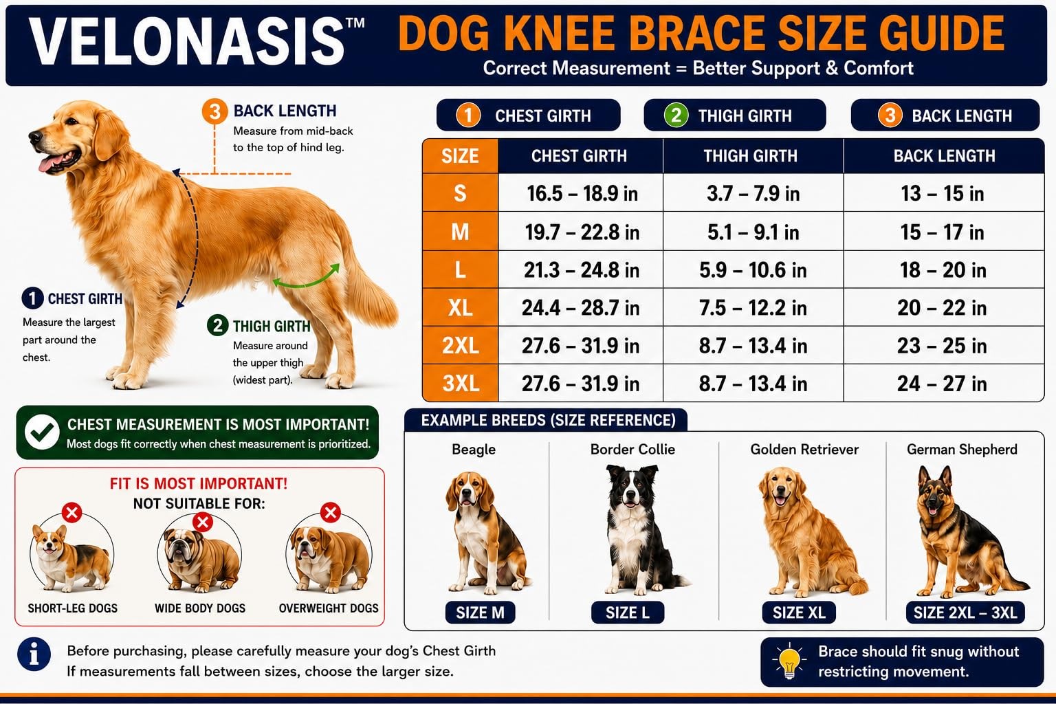 VELONASIS Dog Knee Brace for Rear Hind Legs ACL/CCL – Dual-Leg Support with 4…