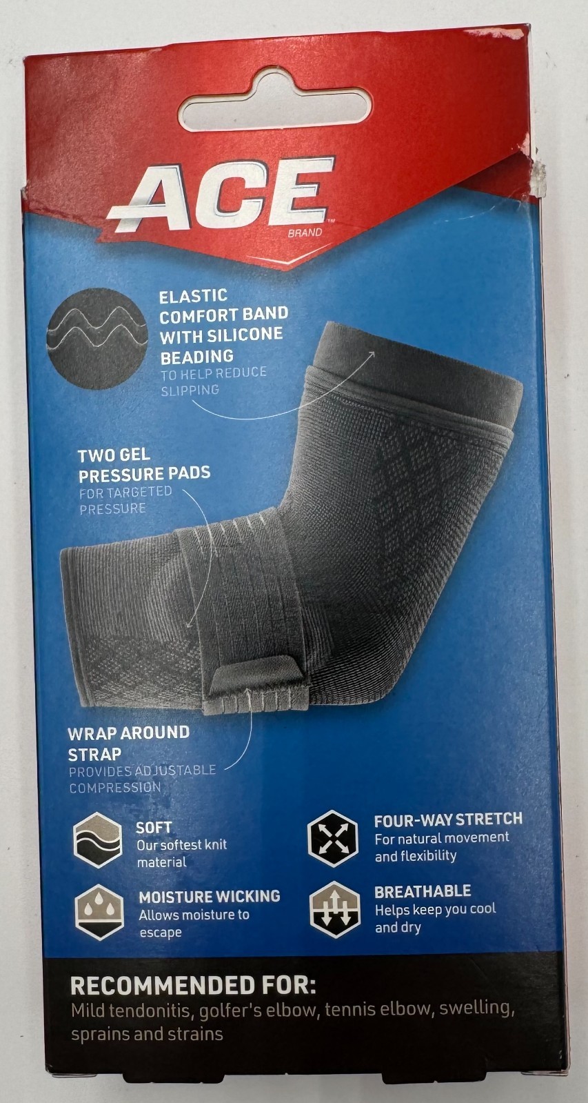 ACE Elbow Flex Comfort Compression Sleeve NEW/Open Box One Size Gel Pressure Sup