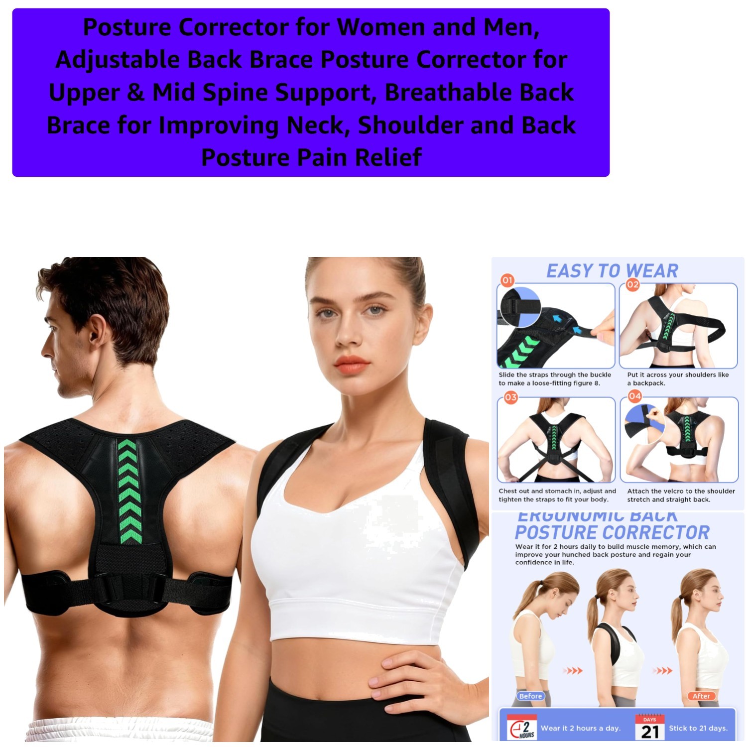 Invisible Posture Corrector for Men & Women – Comfortable Back Spine Support