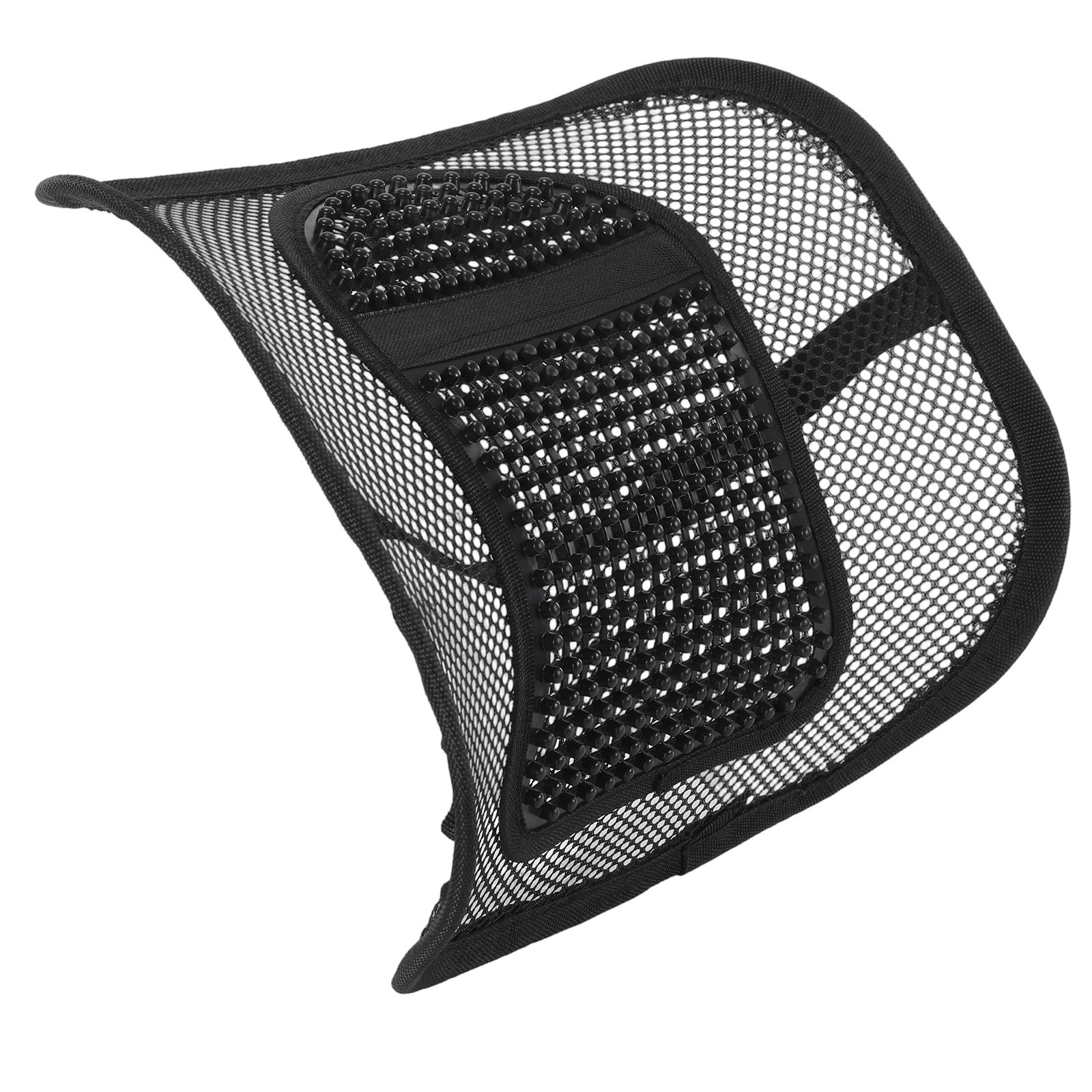 Car Seat Back Support Breathable Mesh Back Lumbar Support Cushion w/Massage Bead