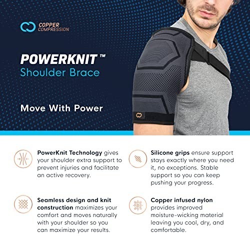 Shoulder Compression Brace for Pain Relief | PowerKnit Support for Rotator Cuff