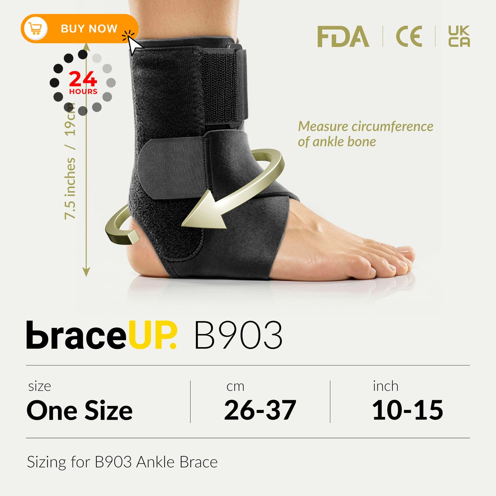 BraceUP Ankle Brace – Relieve Pain, Enhance Stability for One Size, Black