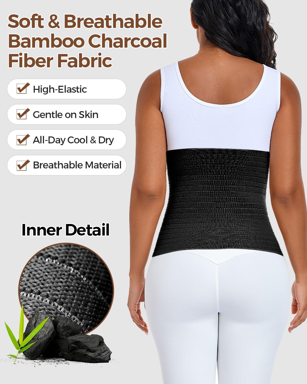 Abdominal Binder Post Surgery Belly Band Wrap for Women Men 9″ Wide