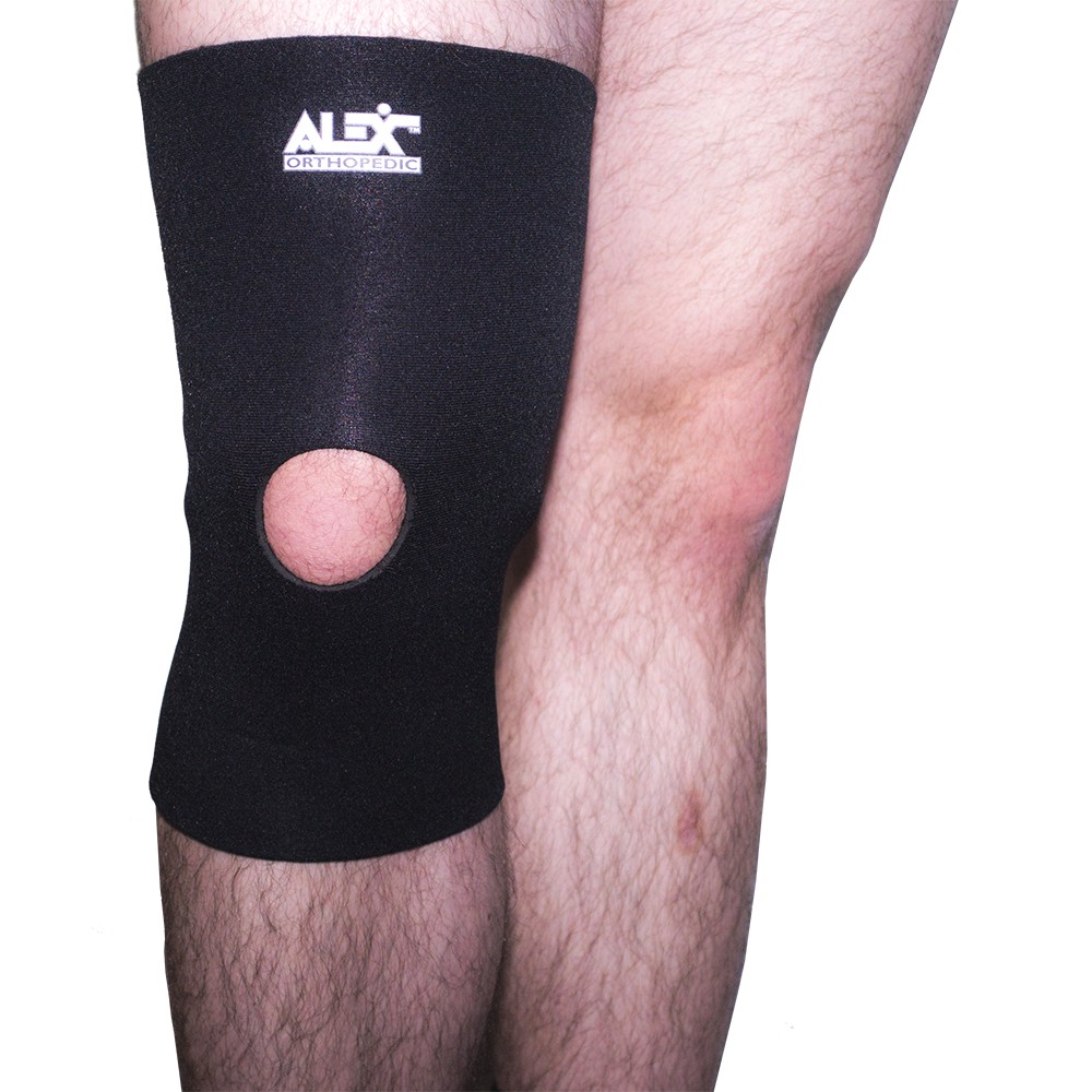 ALEX Neoprene Open Patella Knee Sleeve, (Size: XS) Black