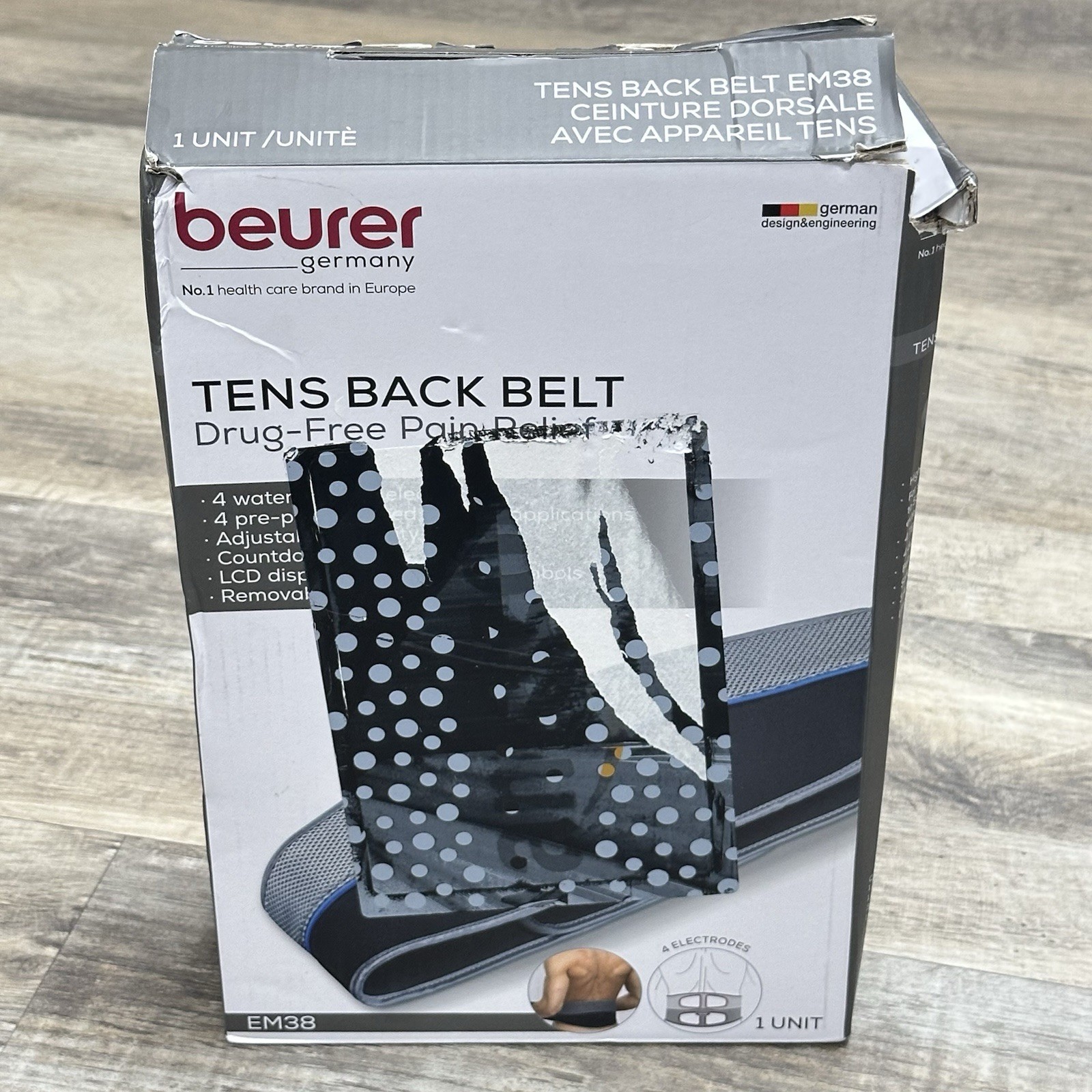 Beurer EM38 TENS Unit Lower Back Pain Relief Support Belt, Fits 30-55″ Waist