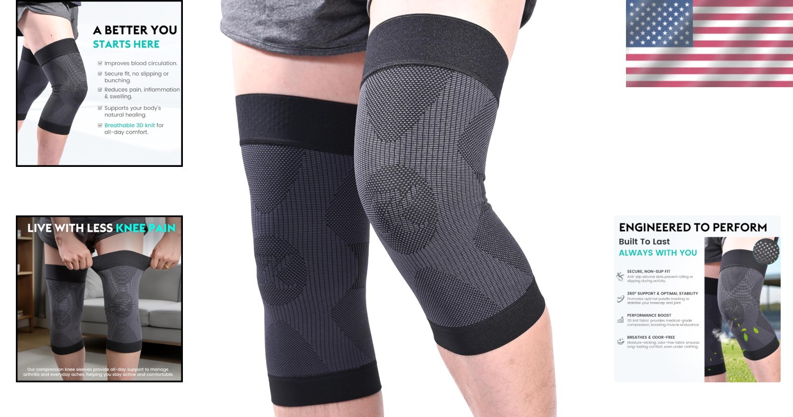 High-Quality Knee Compression Sleeves – 2 Pack | Relief for Arthritis & Swelling
