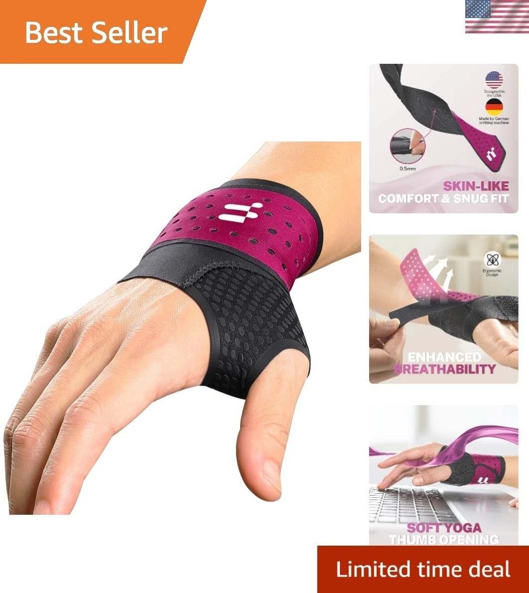 Soft and Lightweight Carpal Tunnel Wrist Support Brace – No Thumb Pain, L/XL