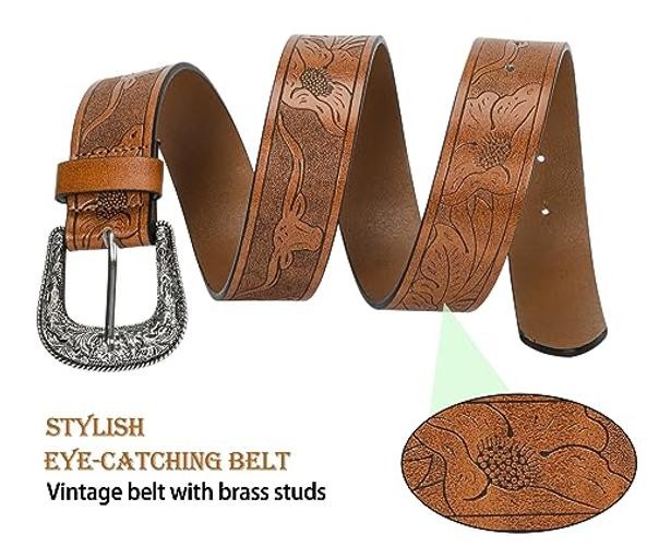 INOGIH Adjustable-Vintage-Western-Cowboy-Belt Women Men One Size Coffee-style 2